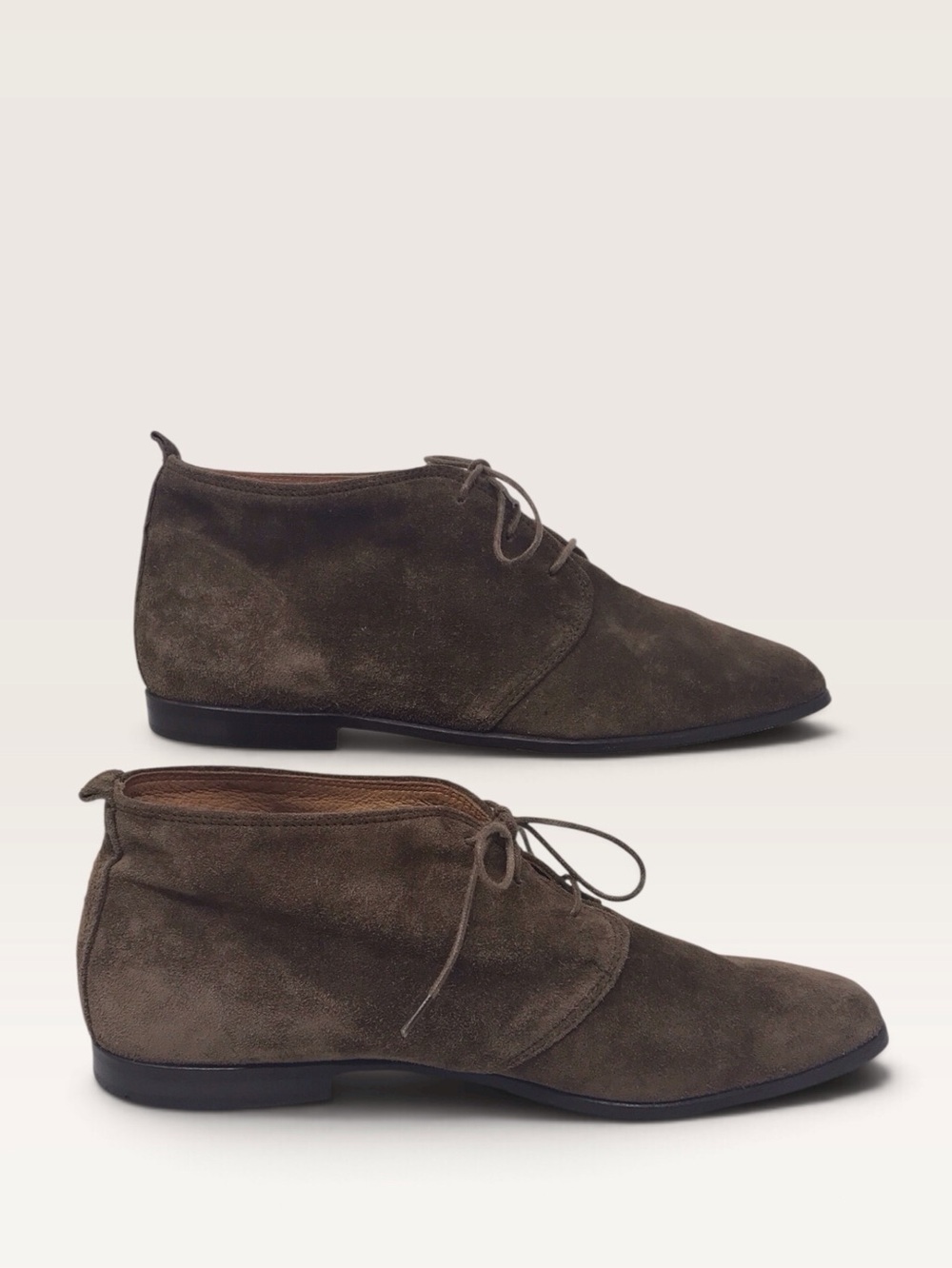 Ann Taylor Brown Suede Ankle Booties Lace Up 8.5M